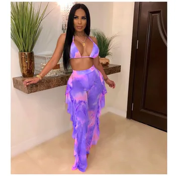 2019 new women tie dye galaxy print mesh see though halter bra top ruffles side splicing pants suit two piece set tracksuit 3771
2019 new women tie dye galaxy print mesh see though halter bra top ruffles side splicing pants suit two piece set tracksuit 3771