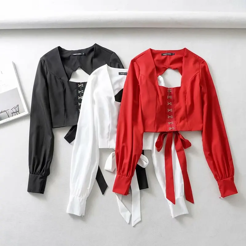 LX45-1845 super sexy backless strap button party led long sleeve cultivate morality short frock midriff shirt
LX45-1845 super sexy backless strap button party led long sleeve cultivate morality short frock midriff shirt