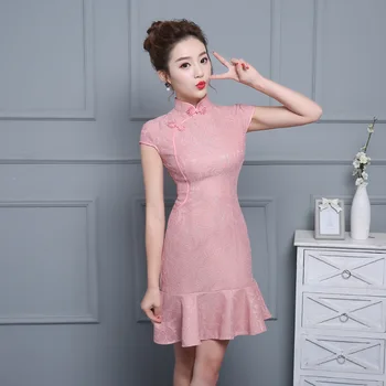 Bridesmaid Sisters Chinese Traditional Wedding Gowns Short Qipao Sexy Vintage Cheongsam Mini Pink Evening Dress Oriental Collars
Bridesmaid Sisters Chinese Traditional Wedding Gowns Short Qipao Sexy Vintage Cheongsam Mini Pink Evening Dress Oriental Collars