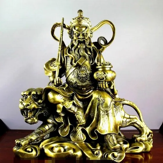 YM 308 китайская латунная медная статуя тарелки с сокровищами тигра Будды Маммона |