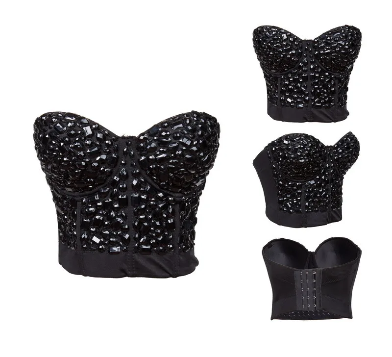 Plus Size S-XXL Crystal Beads Bra Top Women Push Up Strapless Bustier Underwear Punk Brassiere Lingerie For Disco Dance Clubwear
Plus Size S-XXL Crystal Beads Bra Top Women Push Up Strapless Bustier Underwear Punk Brassiere Lingerie For Disco Dance Clubwear