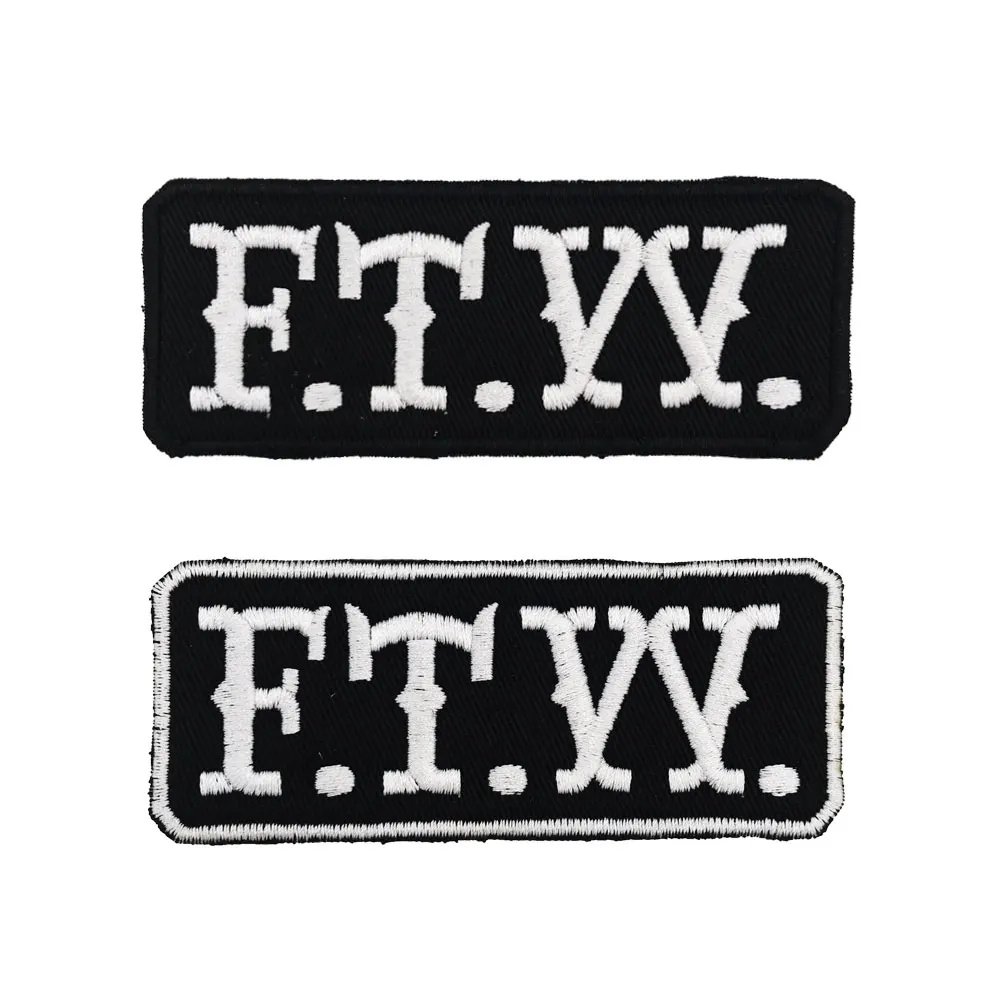 FTW name tag iron on hook backing funny punk rock embroidered biker motorcycle patches for vest hat jeans
FTW name tag iron on hook backing funny punk rock embroidered biker motorcycle patches for vest hat jeans