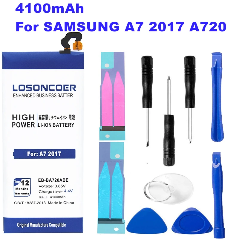 LOSONCOER 4100mAh EB-BA720ABE Battery For Samsung Galaxy A7 2017 / SM-J730F J7 Pro / J7 2017 SM-A720 A720F A720S Free tools
LOSONCOER 4100mAh EB-BA720ABE Battery For Samsung Galaxy A7 2017 / SM-J730F J7 Pro / J7 2017 SM-A720 A720F A720S Free tools