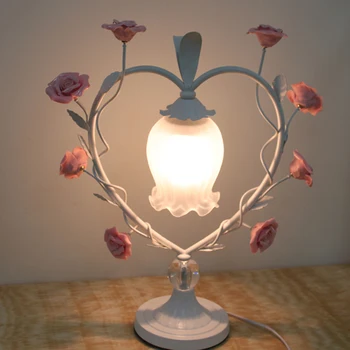 

Bohemia rose grass table lamp heart-shaped wedding celebration bedroom bedside table light ZL358