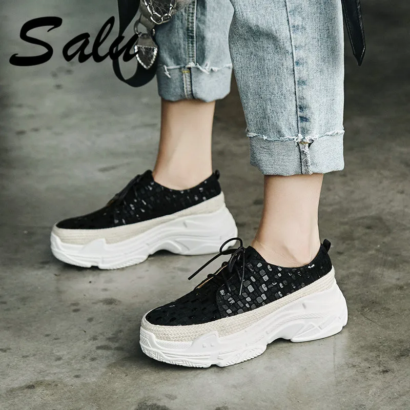 Salu Women Pumps Black Wedges Heel Women Shoes Lace Up Round Toe Fashion Casual Platform Women Shoes
Salu Women Pumps Black Wedges Heel Women Shoes Lace Up Round Toe Fashion Casual Platform Women Shoes