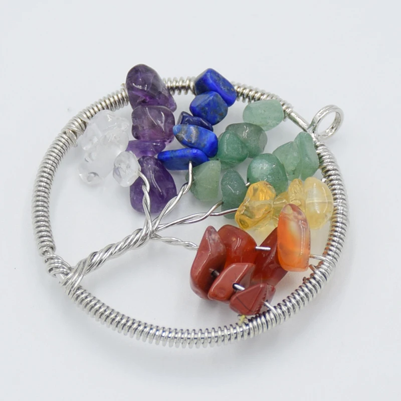 Silver Plated 7 Chakra Natural Tiger eye Stone Rose Pink Quartz Wire Wrapped Round Wisdom Tree Life Pendant Fashion Jewelry
Silver Plated 7 Chakra Natural Tiger eye Stone Rose Pink Quartz Wire Wrapped Round Wisdom Tree Life Pendant Fashion Jewelry