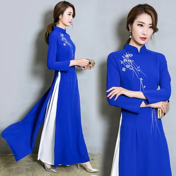 Vietnam Ao Dai Patchwork Tight Dress for Woman Chinese Traditional Costumes Qipao Cheongsams Flower Female Oriental Outfits
Vietnam Ao Dai Patchwork Tight Dress for Woman Chinese Traditional Costumes Qipao Cheongsams Flower Female Oriental Outfits