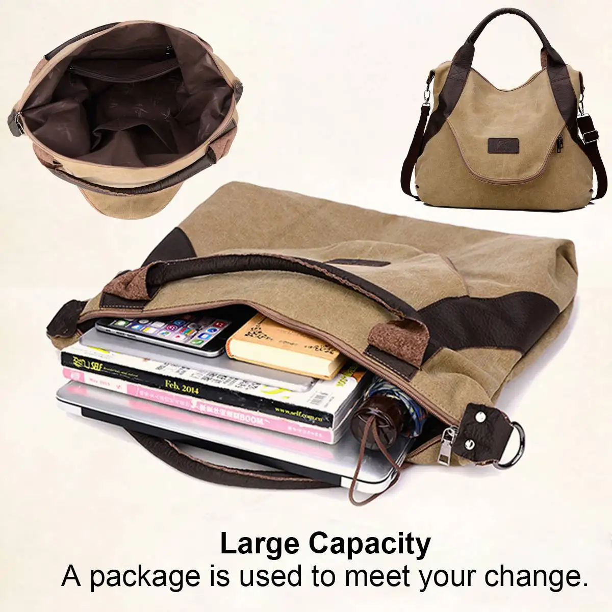 NEW Large Pocket Casual Tote Women's Handbag Shoulder Handbags Canvas Leather Capacity Bags For Women NEW Large Pocket Casual Tote Women's Handbag Shoulder Handbags Canvas Leather Capacity Bags For Women
