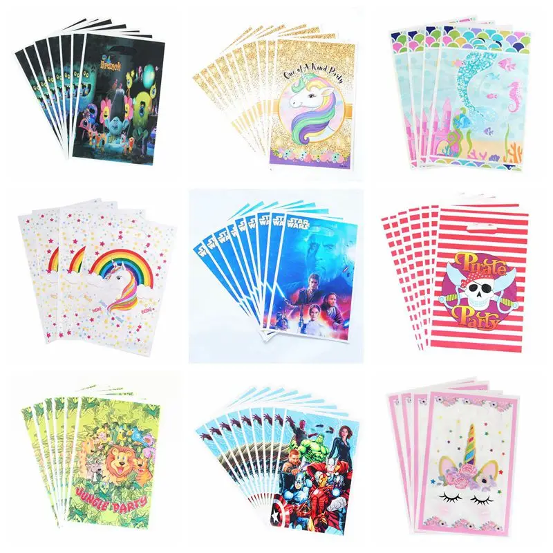 20 pcs/lot Plastic Loot Bag Party Supplies Unicorn Pirate Superman Kids Birthday Decoration Halloween Christmas Plastic Gift Bag
20 pcs/lot Plastic Loot Bag Party Supplies Unicorn Pirate Superman Kids Birthday Decoration Halloween Christmas Plastic Gift Bag