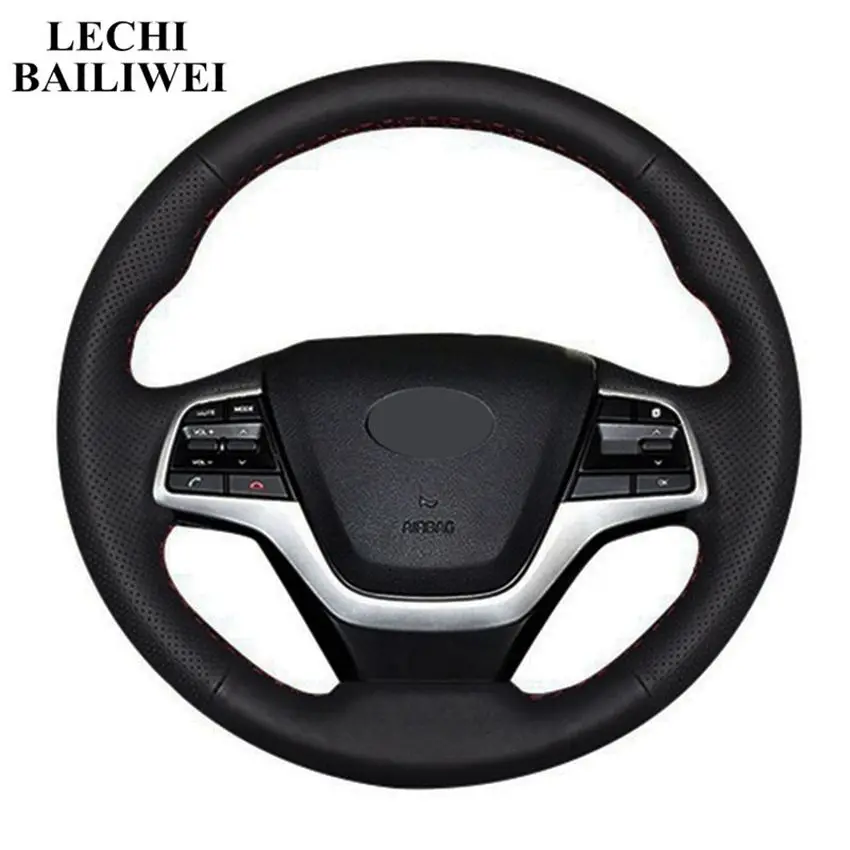 Black Artificial Leather Hand-stitched Car Steering Wheel Cover for Hyundai Elantra 4 2016 - 2018 Solaris 2017 Accent 2018
Black Artificial Leather Hand-stitched Car Steering Wheel Cover for Hyundai Elantra 4 2016 - 2018 Solaris 2017 Accent 2018