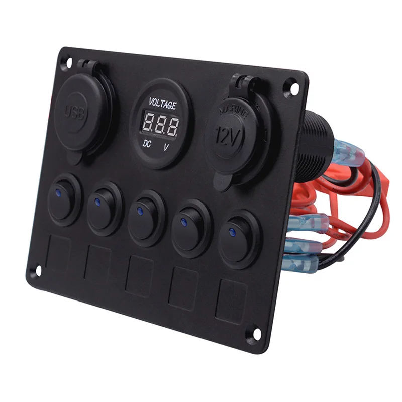 Dual USB Socket Charger LED Voltmeter Toggle Switch Panel for 12V-24V Car Boat Marine RV Truck
Dual USB Socket Charger LED Voltmeter Toggle Switch Panel for 12V-24V Car Boat Marine RV Truck