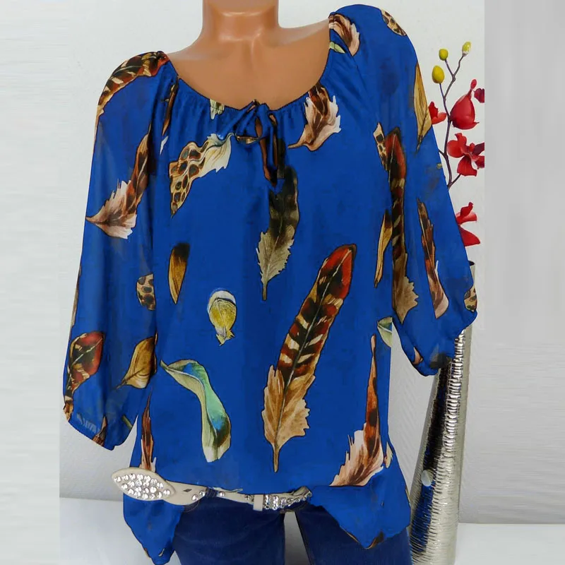 5XL Plus Size Top Women Shirt Blouses Work Summer Tunic 3/4 Sleeve Loose Chiffon Blouse Feather Print V Neck Shirts Blusas Mujer
5XL Plus Size Top Women Shirt Blouses Work Summer Tunic 3/4 Sleeve Loose Chiffon Blouse Feather Print V Neck Shirts Blusas Mujer