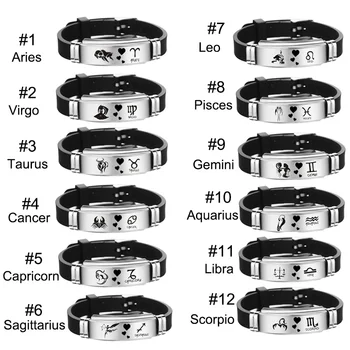 10pcs/lot Fashion 12 Constellation Bracelet Silicone strap Stainless Steel Adjustable Bracelet Charm Jewelry For Couple Gift
10pcs/lot Fashion 12 Constellation Bracelet Silicone strap Stainless Steel Adjustable Bracelet Charm Jewelry For Couple Gift