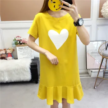 2019 Summer Dress Women's Korean Style Loose O-Neck Dress Women Short Sleeve Heart Print Casual Aline Dress for Female
2019 Summer Dress Women's Korean Style Loose O-Neck Dress Women Short Sleeve Heart Print Casual Aline Dress for Female