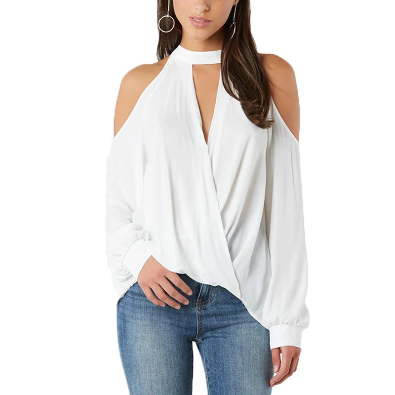 Sexy Halter Button Off Shoulder Womens Tops and Blouses 2019 White Summer Chiffon Blouse Women Long Sleeve Blusas
Sexy Halter Button Off Shoulder Womens Tops and Blouses 2019 White Summer Chiffon Blouse Women Long Sleeve Blusas