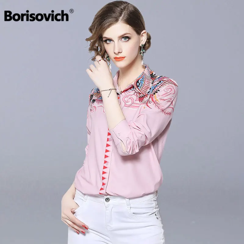 Borisovich Office Lady Pink Elegant Shirt New Brand 2018 Autumn Vintage Print Turn-down Collar Women Casual Blouses Shirts N370
Borisovich Office Lady Pink Elegant Shirt New Brand 2018 Autumn Vintage Print Turn-down Collar Women Casual Blouses Shirts N370