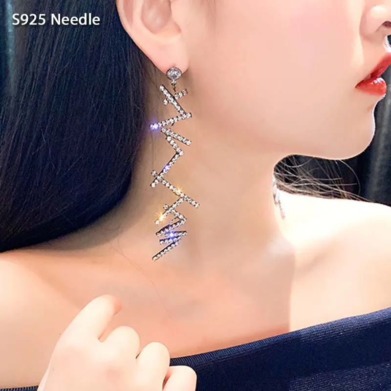 Real 925 Sterling Silver Needle Long Dangle Earrings for Women Jewelry Rhinestone Statement Drop Tassel Earrings
Real 925 Sterling Silver Needle Long Dangle Earrings for Women Jewelry Rhinestone Statement Drop Tassel Earrings