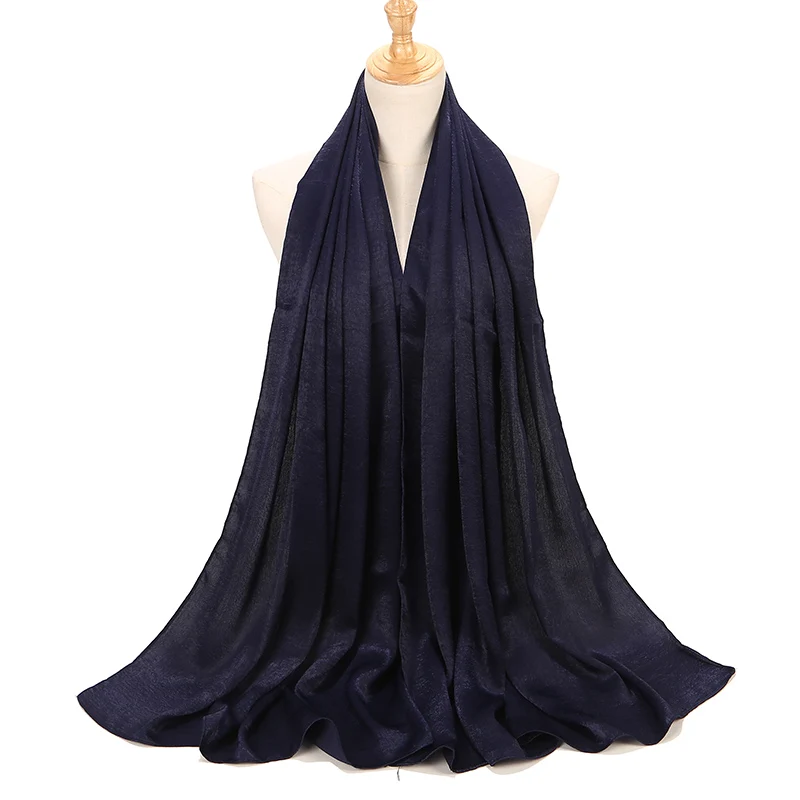 Beautiful Satin Plain Hijab Muslim Female