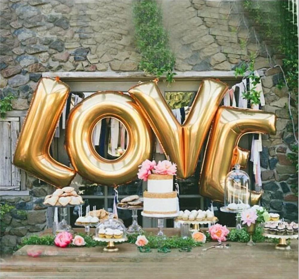 40 inch LOVE Gold Large Helium Balloons Decorations Foil Four Letter for wedding Party Supplies
40 inch LOVE Gold Large Helium Balloons Decorations Foil Four Letter for wedding Party Supplies