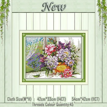 Flowers on the windowsill painting counted print on the canvas DMC 11CT 14CT kits chinese Cross Stitch embroidery needlework Set
Flowers on the windowsill painting counted print on the canvas DMC 11CT 14CT kits chinese Cross Stitch embroidery needlework Set