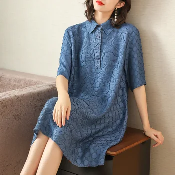 Plus Size Dress Summer Women Loose Elegant Casual Dress New Fashion Turndown Collar Half Sleeves Miyake Pleated Dresses
Plus Size Dress Summer Women Loose Elegant Casual Dress New Fashion Turndown Collar Half Sleeves Miyake Pleated Dresses