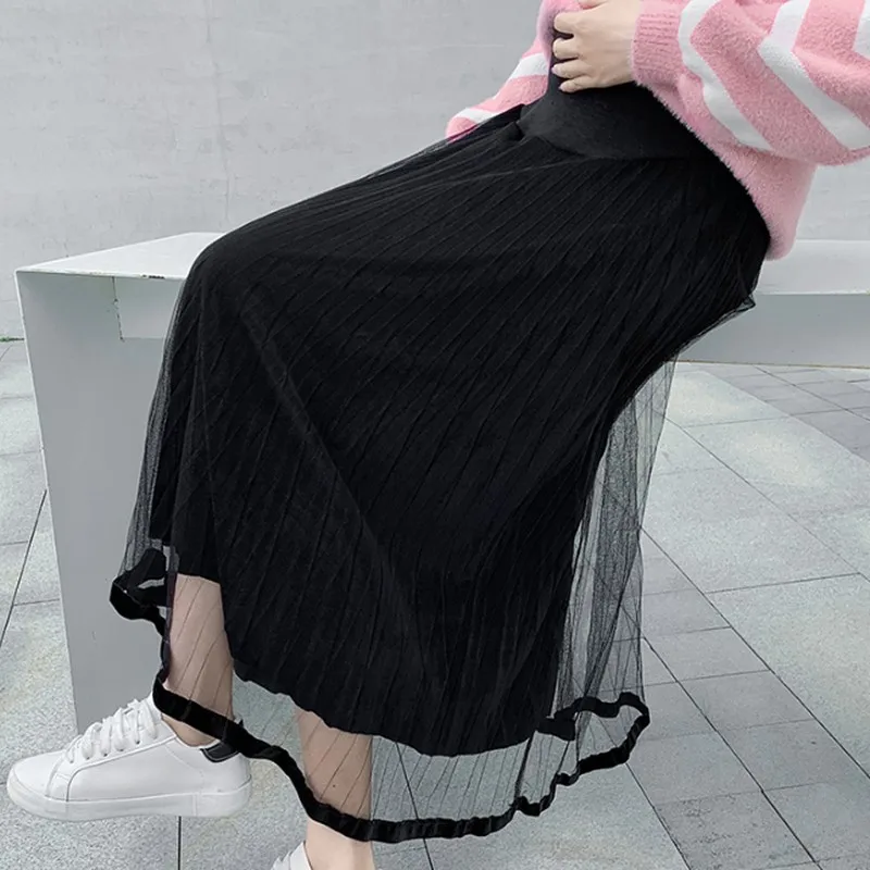 Stomach Lift Adjustable Elasticity Pleated Mesh Splice Maternity Long Skirt Solid Color Casual Korean High Waist Pregnant Skirt
Stomach Lift Adjustable Elasticity Pleated Mesh Splice Maternity Long Skirt Solid Color Casual Korean High Waist Pregnant Skirt