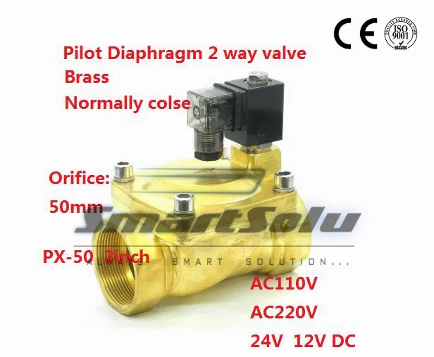 Free shipping 2 way Pilot Diaphragm Brass 24v dc pneumatic normally closed electric 2 inch water Solenoid Valve 50mm PX-50 NBR
Free shipping 2 way Pilot Diaphragm Brass 24v dc pneumatic normally closed electric 2 inch water Solenoid Valve 50mm PX-50 NBR