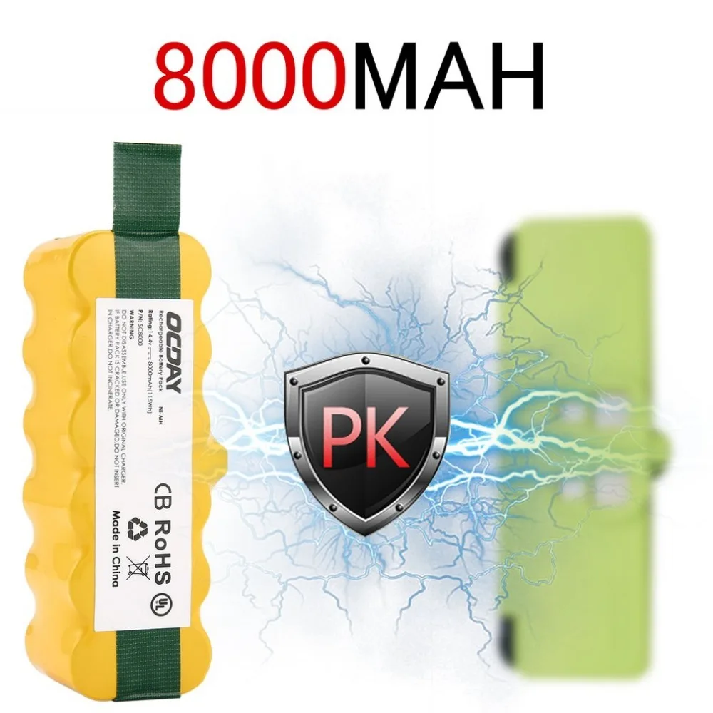 14.4V 8000mAh Ni-MH Rechargeable Battery for Irobot Roomba 500 510 530 531 535 540 545 550 560 562 570 580 581 600 780
14.4V 8000mAh Ni-MH Rechargeable Battery for Irobot Roomba 500 510 530 531 535 540 545 550 560 562 570 580 581 600 780