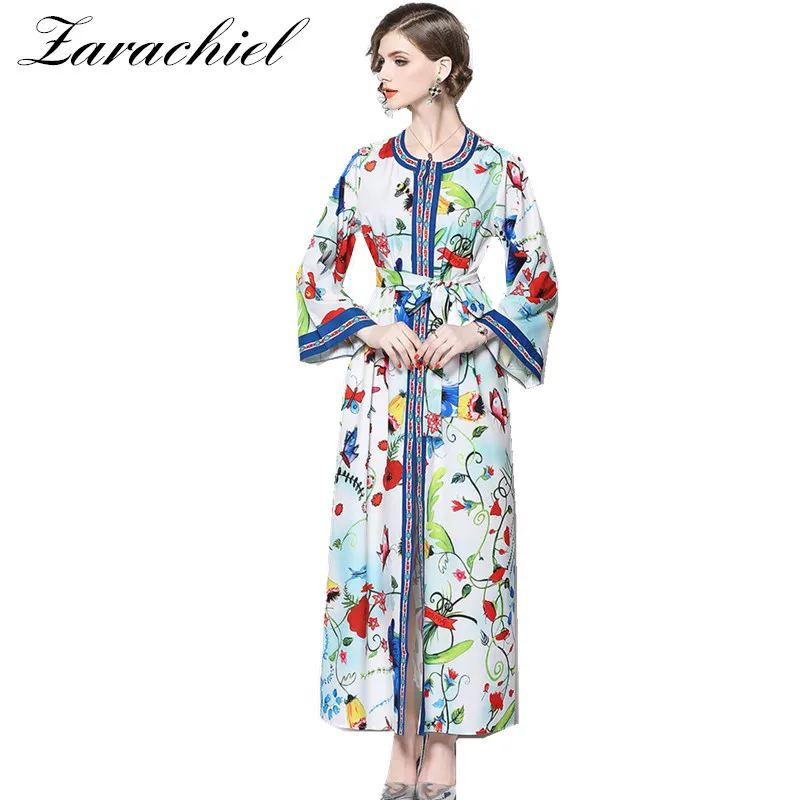 Fashion Runway Kimono Loose Maxi Dresses New Spring Women's Long Sleeve O-Neck Floral Print Split Belt Elegant Party Long Dress
Fashion Runway Kimono Loose Maxi Dresses New Spring Women's Long Sleeve O-Neck Floral Print Split Belt Elegant Party Long Dress