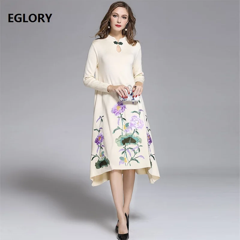 New Brand Fashion Dress Autumn Winter Knitted Sweater Dress 2019 Women Vintage Flower Embroidery Long Sleeve a-line Dress XXL
New Brand Fashion Dress Autumn Winter Knitted Sweater Dress 2019 Women Vintage Flower Embroidery Long Sleeve a-line Dress XXL