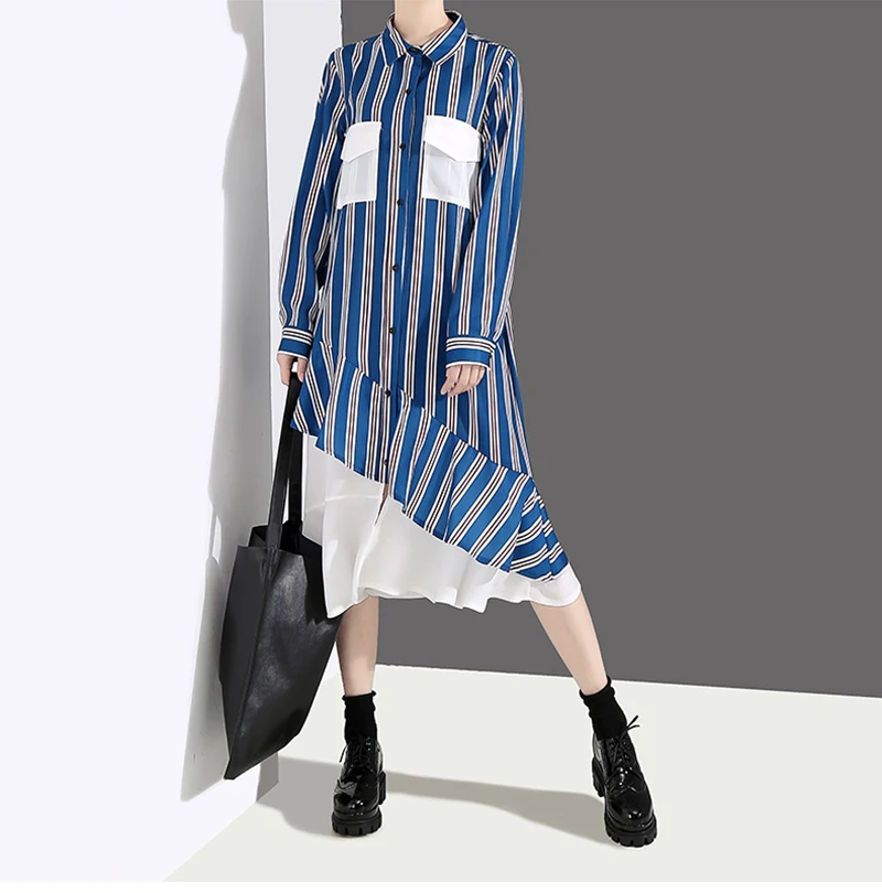 Summer Striped Oversize Shirt Dress For Women Irregular Patchwork Dress Plus Size Elegant Chiffon Ruffled Dress
Summer Striped Oversize Shirt Dress For Women Irregular Patchwork Dress Plus Size Elegant Chiffon Ruffled Dress