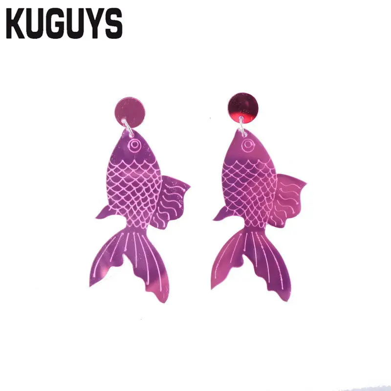 KUGUYS Fashion Acrylic Jewelry Custom for Womens Long Drop Earrings Gold Pink Good Luck Brocade Carp Dangle Earring Girl's Gift
KUGUYS Fashion Acrylic Jewelry Custom for Womens Long Drop Earrings Gold Pink Good Luck Brocade Carp Dangle Earring Girl's Gift