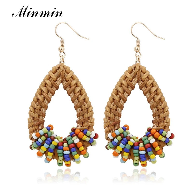 Minmin Unique Handmade Wicker Braid Drop Earrings for Women Bohemian Rattan Knit Colorful Wooden Geometric Hook Earrings EH1620
Minmin Unique Handmade Wicker Braid Drop Earrings for Women Bohemian Rattan Knit Colorful Wooden Geometric Hook Earrings EH1620