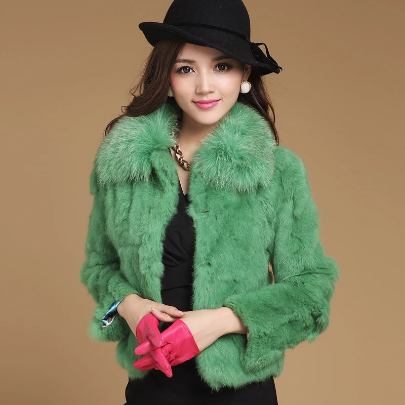 Spring Autumn Women's Genuine Natural Spliced Rabbit Fur Jacket Fox Fur Collar Lady Short Coats Outerwear VF0504
Spring Autumn Women's Genuine Natural Spliced Rabbit Fur Jacket Fox Fur Collar Lady Short Coats Outerwear VF0504
