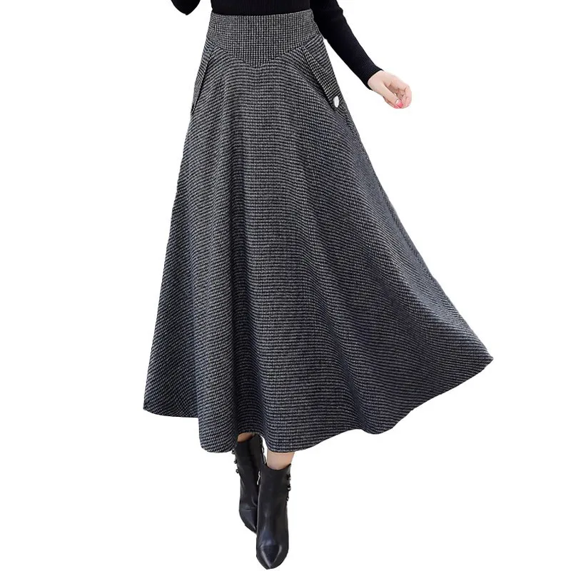 Plaid Woolen Skirt Women 2019 Spring Autumn Fashion High waist Thicken A-Line Skirts Female Large size Elastic waist Long Skirts
Plaid Woolen Skirt Women 2019 Spring Autumn Fashion High waist Thicken A-Line Skirts Female Large size Elastic waist Long Skirts