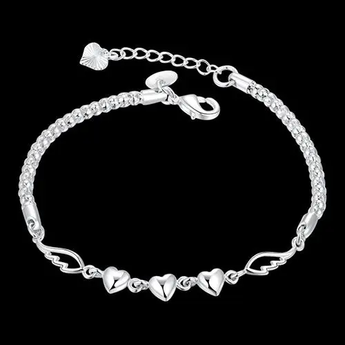 Women's 925 Sterling Silver Charm Love Heart Wings Bracelet Cuff Bangle Jewelry stainless steel jewelry woman pulseira feminina
Women's 925 Sterling Silver Charm Love Heart Wings Bracelet Cuff Bangle Jewelry stainless steel jewelry woman pulseira feminina