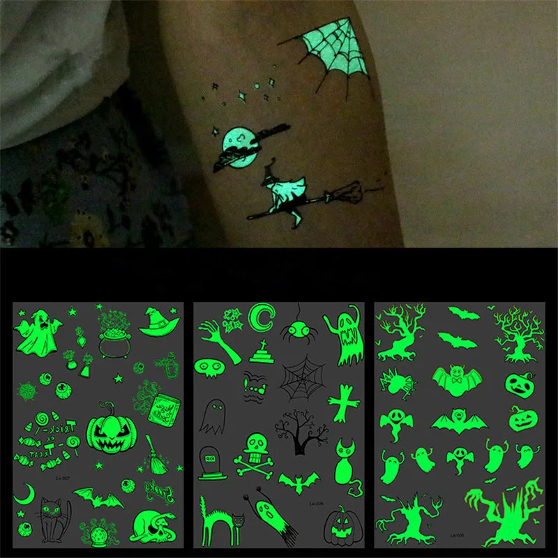 Halloween Luminous Tattoo Ghost Stickers Taty For Kids Fake Tattoo Witch Glowing in Dark Waterproof Tattoo Stickers Body Paint
Halloween Luminous Tattoo Ghost Stickers Taty For Kids Fake Tattoo Witch Glowing in Dark Waterproof Tattoo Stickers Body Paint