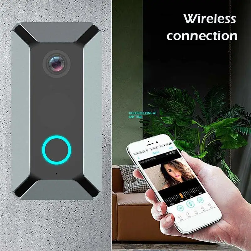 Wifi Doorbell Smart Wireless 720P Video Camera Cloud Storage Door Bell Cam Waterproof Home Security House Bell Silver
Wifi Doorbell Smart Wireless 720P Video Camera Cloud Storage Door Bell Cam Waterproof Home Security House Bell Silver