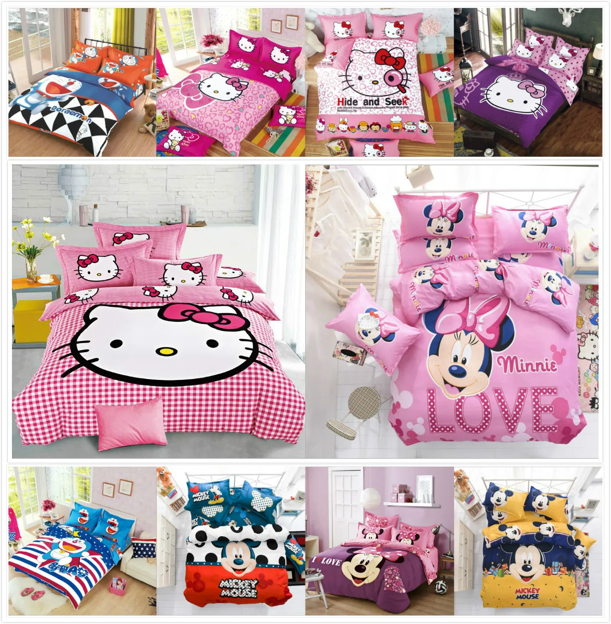 Cute mouse cat Hello Kitty Cartoon Creativity British style 4pcs/3pcs Duvet Cover Sets Soft Polyester Bed Linen Flat Bed Sheet
Cute mouse cat Hello Kitty Cartoon Creativity British style 4pcs/3pcs Duvet Cover Sets Soft Polyester Bed Linen Flat Bed Sheet