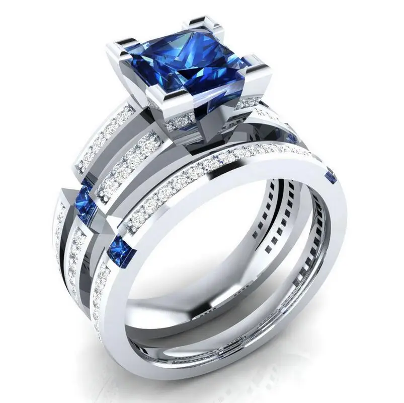 Фото Drop Shipping Brand New choucong Luxury Jewelry 925 Silver Fill Princess Cut Multi color 5A Cubic Zirconia Women Bridal Ring Set | Украшения