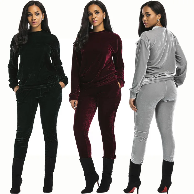 Suit female new gold velvet suit Ms. spring large leisure wear thin sweater code Women two-piece suit
Suit female new gold velvet suit Ms. spring large leisure wear thin sweater code Women two-piece suit
