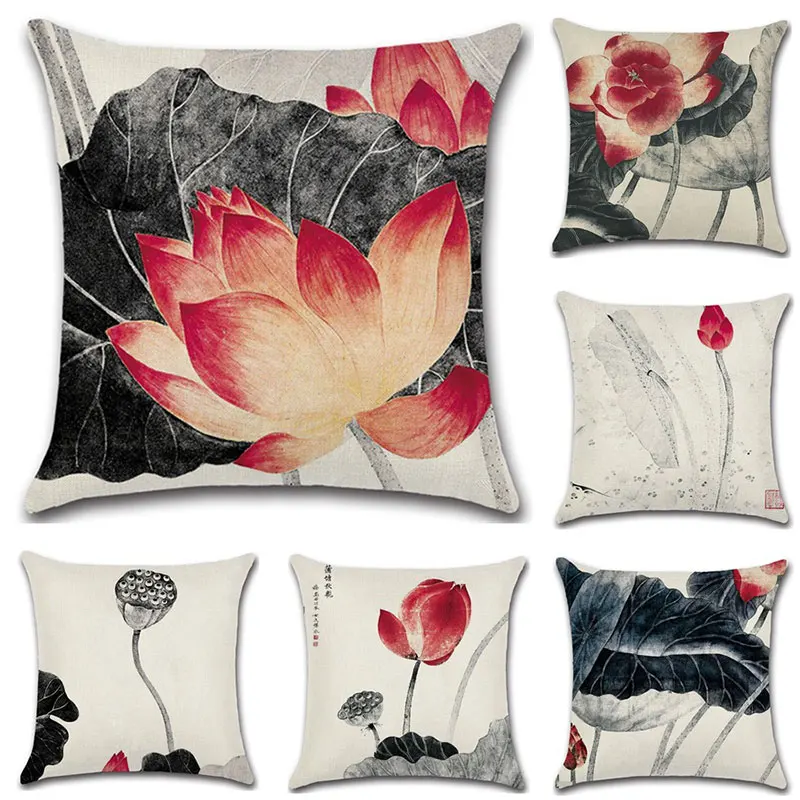 Square 45*45cm Cotton Linen Decorative Pillow Case Cover Classical Chinese Ink Lotus Pattern Pillowcase for House 6C1271
Square 45*45cm Cotton Linen Decorative Pillow Case Cover Classical Chinese Ink Lotus Pattern Pillowcase for House 6C1271