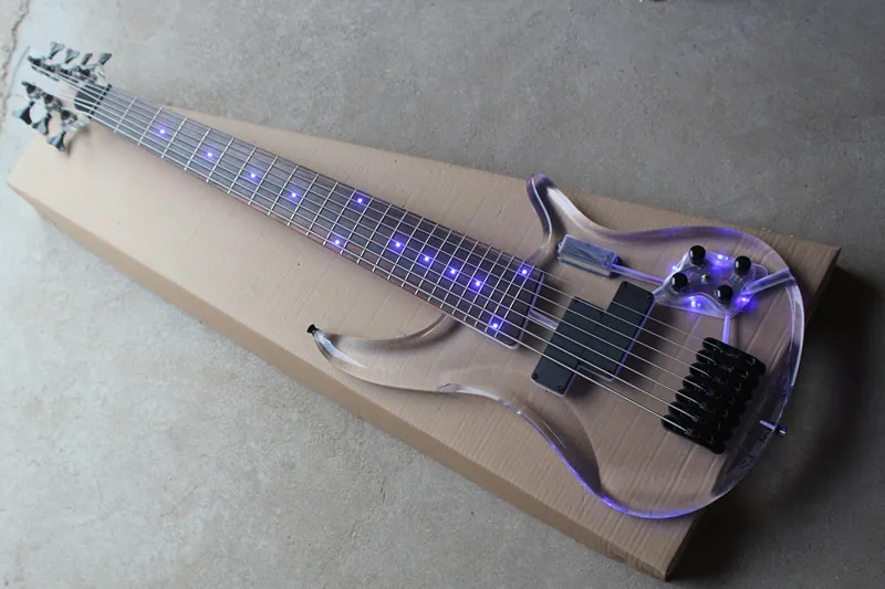New style Factory custom 24 frets 7 strings acrylic body electric bass guitar with finger board light,can be customized
New style Factory custom 24 frets 7 strings acrylic body electric bass guitar with finger board light,can be customized