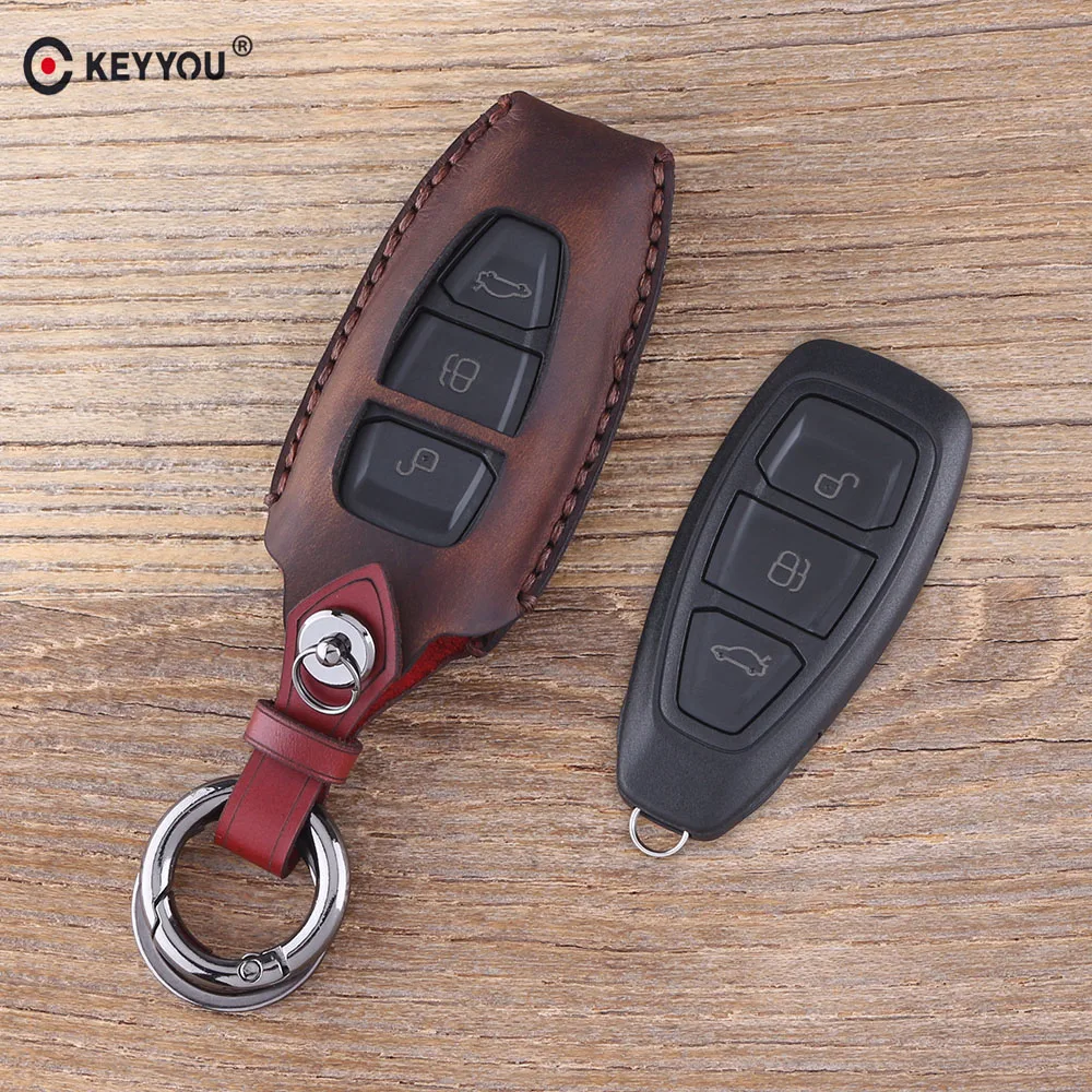 KEYYOU Keychain 3 Button Leather Car Key Case Fob Key Cover For Ford Focus 3 MK3 MK4 C-Max Mondeo Kuga Fiesta Car Key Shell
KEYYOU Keychain 3 Button Leather Car Key Case Fob Key Cover For Ford Focus 3 MK3 MK4 C-Max Mondeo Kuga Fiesta Car Key Shell