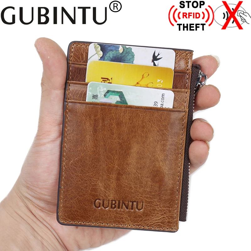 

Mens Womens Genuine Leather ID Credit Card Holder RFID Blocking Wallet Slim Money Wallet Clip Card Case Purse 2019 New Arrivals