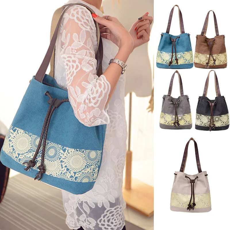 Fashion Women Canvas Shoulder Bag Flower Bags Big Capacity Drawstring Tote Casual Shopping Handbag K-BEST
Fashion Women Canvas Shoulder Bag Flower Bags Big Capacity Drawstring Tote Casual Shopping Handbag K-BEST