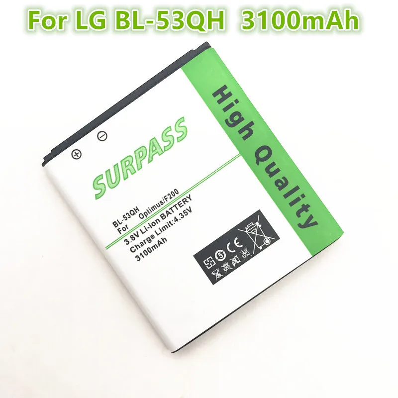 3100mAh BL53QH BL 53QH BL-53QH REPLACEMENT BATTERY FOR LG F160L P760 765 P880 F200S F200K L9 F160 VS930 battery
3100mAh BL53QH BL 53QH BL-53QH REPLACEMENT BATTERY FOR LG F160L P760 765 P880 F200S F200K L9 F160 VS930 battery