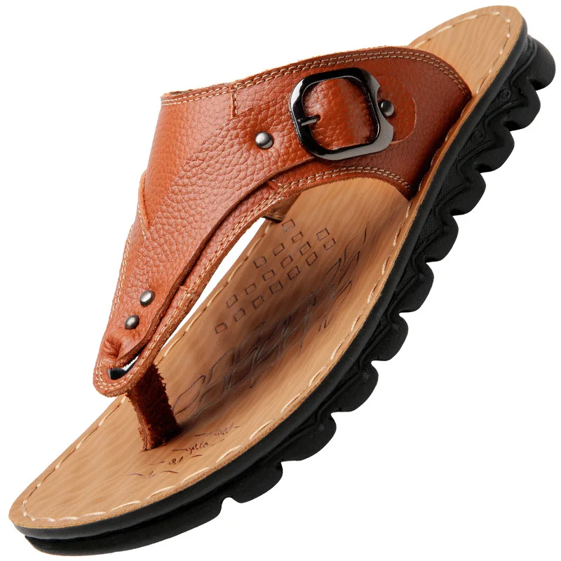 Summer High Quality Men's Slippers Flip Flops Genuine Leather The First Layer Cow Leather Casual Sandals Mules Clogs Shoes
Summer High Quality Men's Slippers Flip Flops Genuine Leather The First Layer Cow Leather Casual Sandals Mules Clogs Shoes
