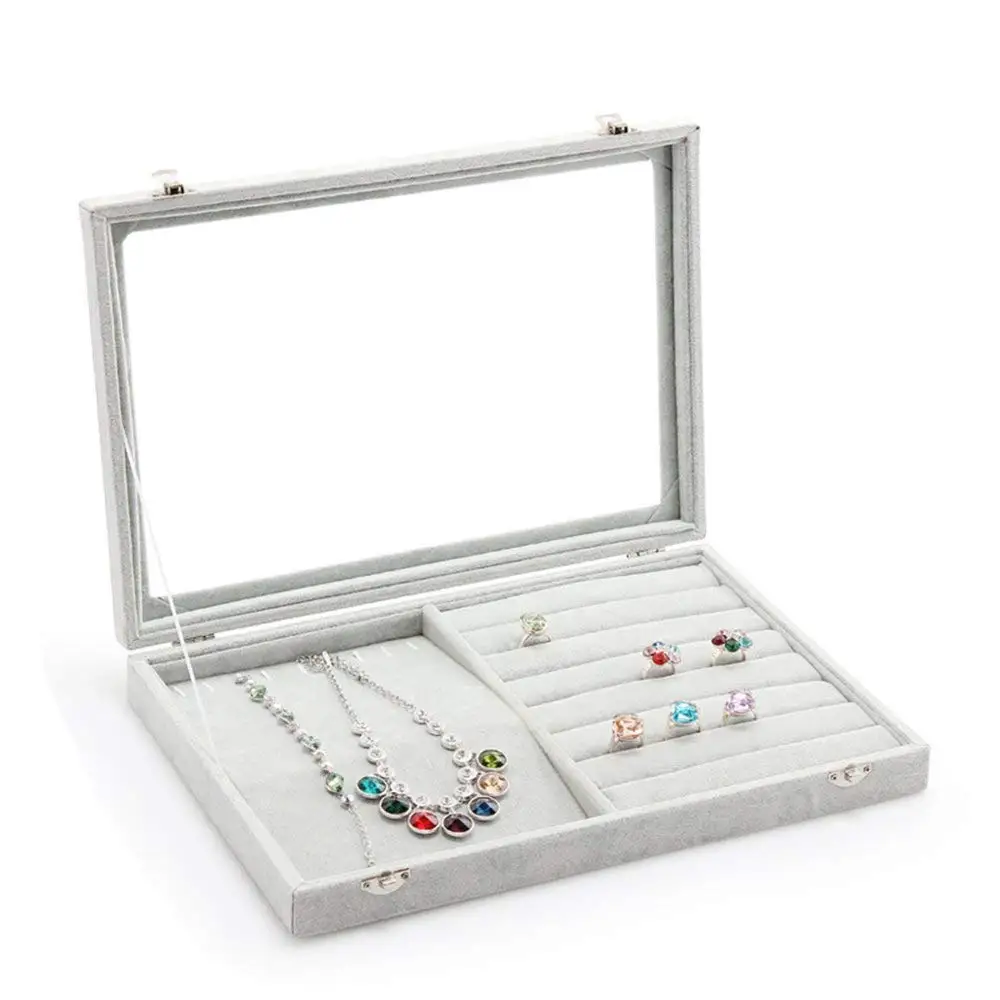 SZanbana Grey Glass Top Velvet Necklace Ring Jewelry Display Storage Organizer Showcase Earring Rings Lockable
SZanbana Grey Glass Top Velvet Necklace Ring Jewelry Display Storage Organizer Showcase Earring Rings Lockable