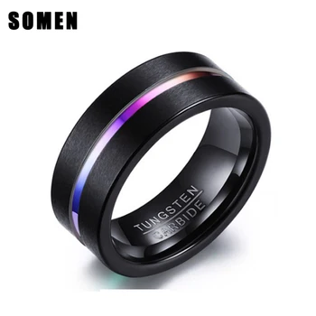 Somen New Trendy Ring Men 8mm Black Tungsten Ring Frosted Rainbow Groove Polished Engagement Rings Men Party Jewelry Bague Homme
Somen New Trendy Ring Men 8mm Black Tungsten Ring Frosted Rainbow Groove Polished Engagement Rings Men Party Jewelry Bague Homme